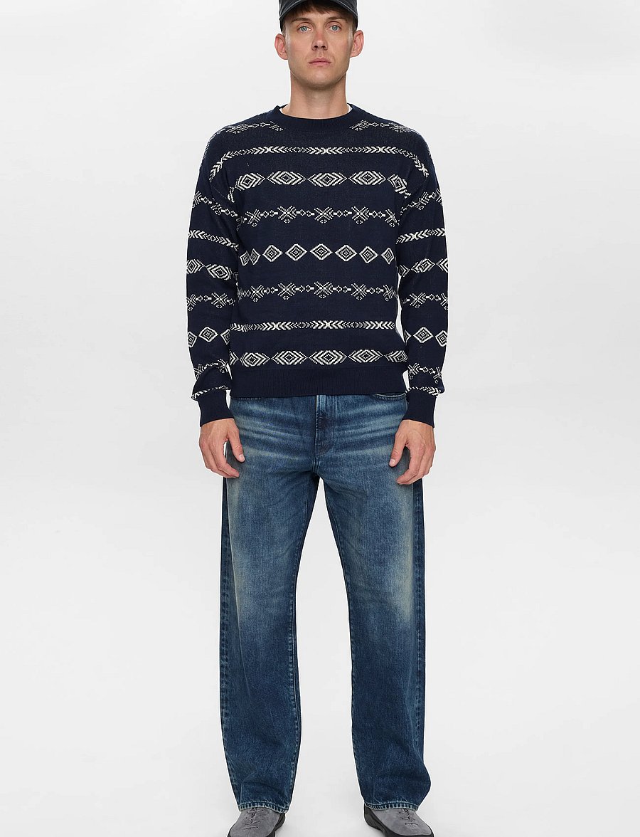Anerkjendt - AKSINUS JACQ COT/SILK KNIT - rundhalsad - sky captain - 0