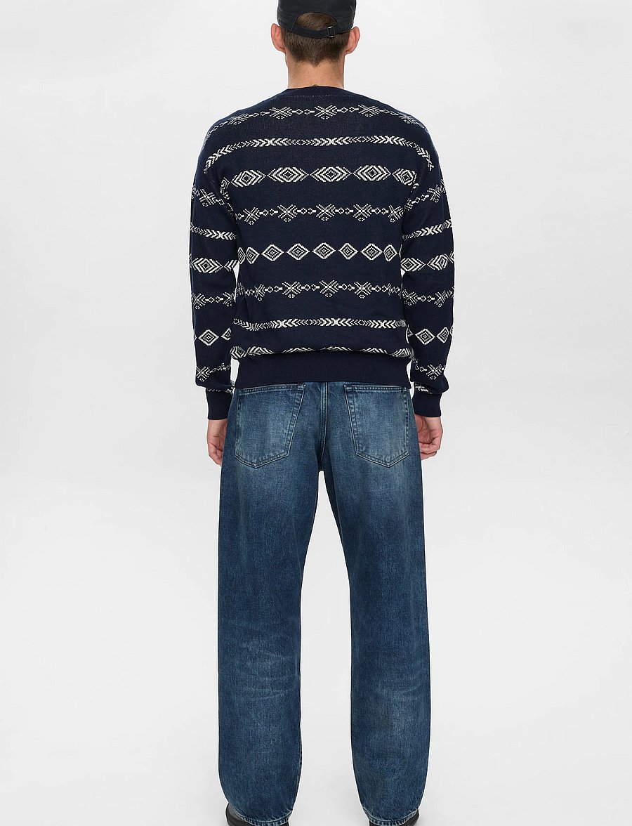Anerkjendt - AKSINUS JACQ COT/SILK KNIT - rundhalsad - sky captain - 3