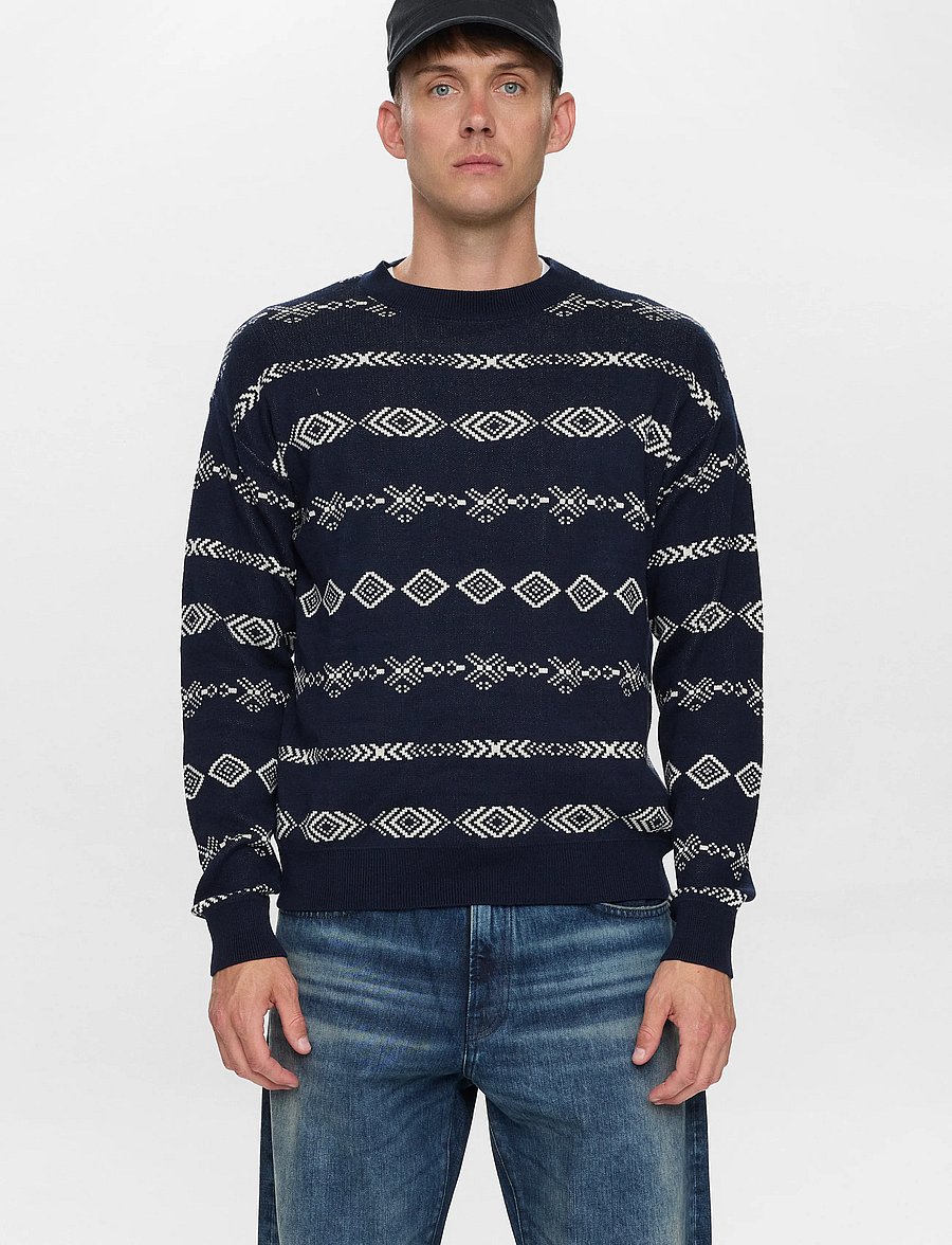 Anerkjendt - AKSINUS JACQ COT/SILK KNIT - rundhals - sky captain - 4