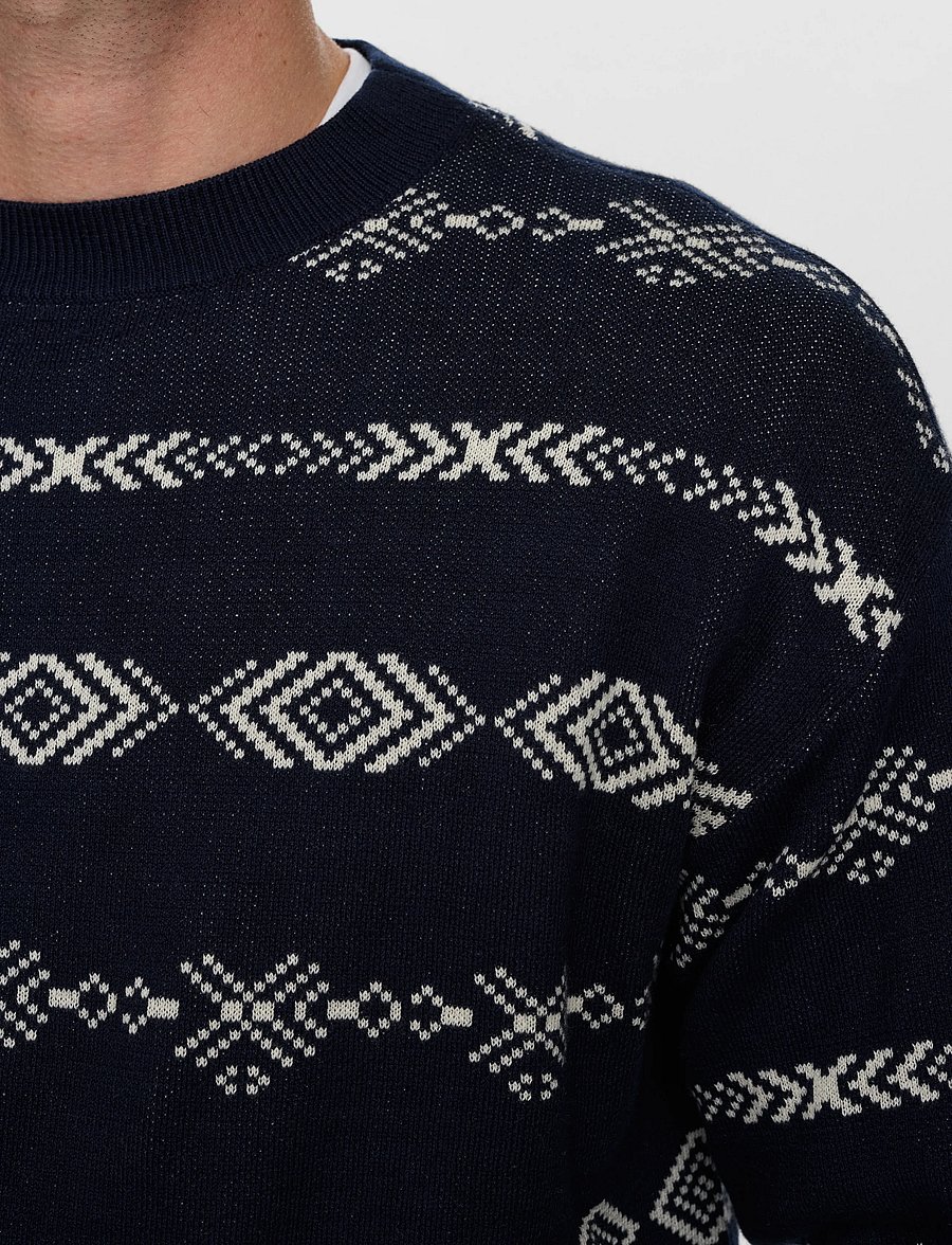 Anerkjendt - AKSINUS JACQ COT/SILK KNIT - rundhals - sky captain - 5