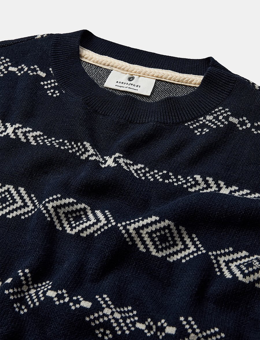 Anerkjendt - AKSINUS JACQ COT/SILK KNIT - rundhalsad - sky captain - 4