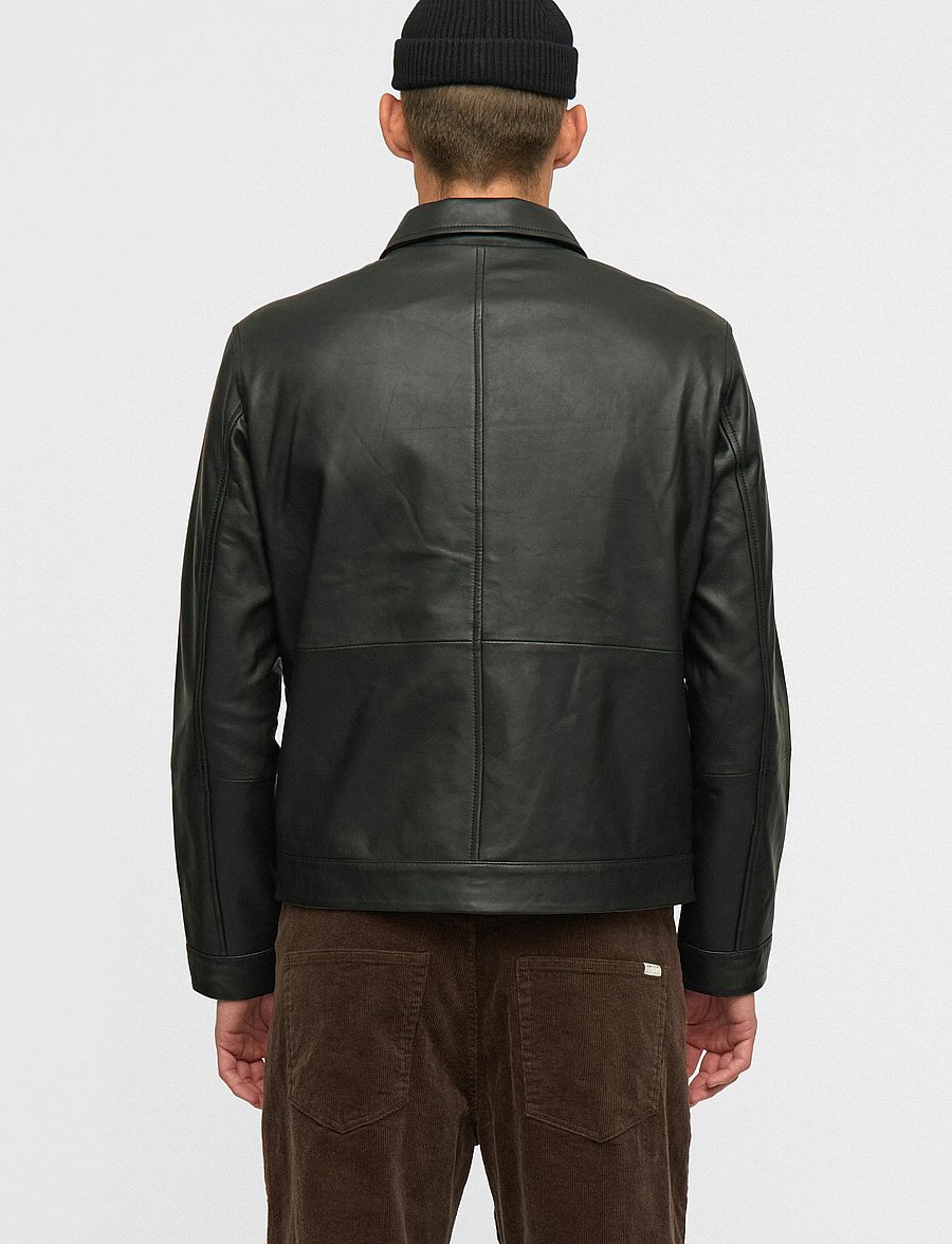 Anerkjendt - AKCARL LEATHER JACKET - herbstjacken - caviar - 3