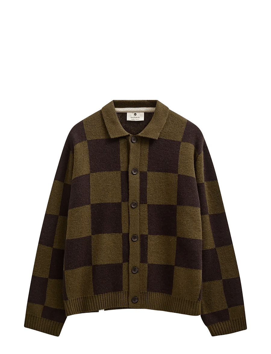 Anerkjendt - AKSINUS CHECK MERINO KNIT - kardiganid - forest night - 1
