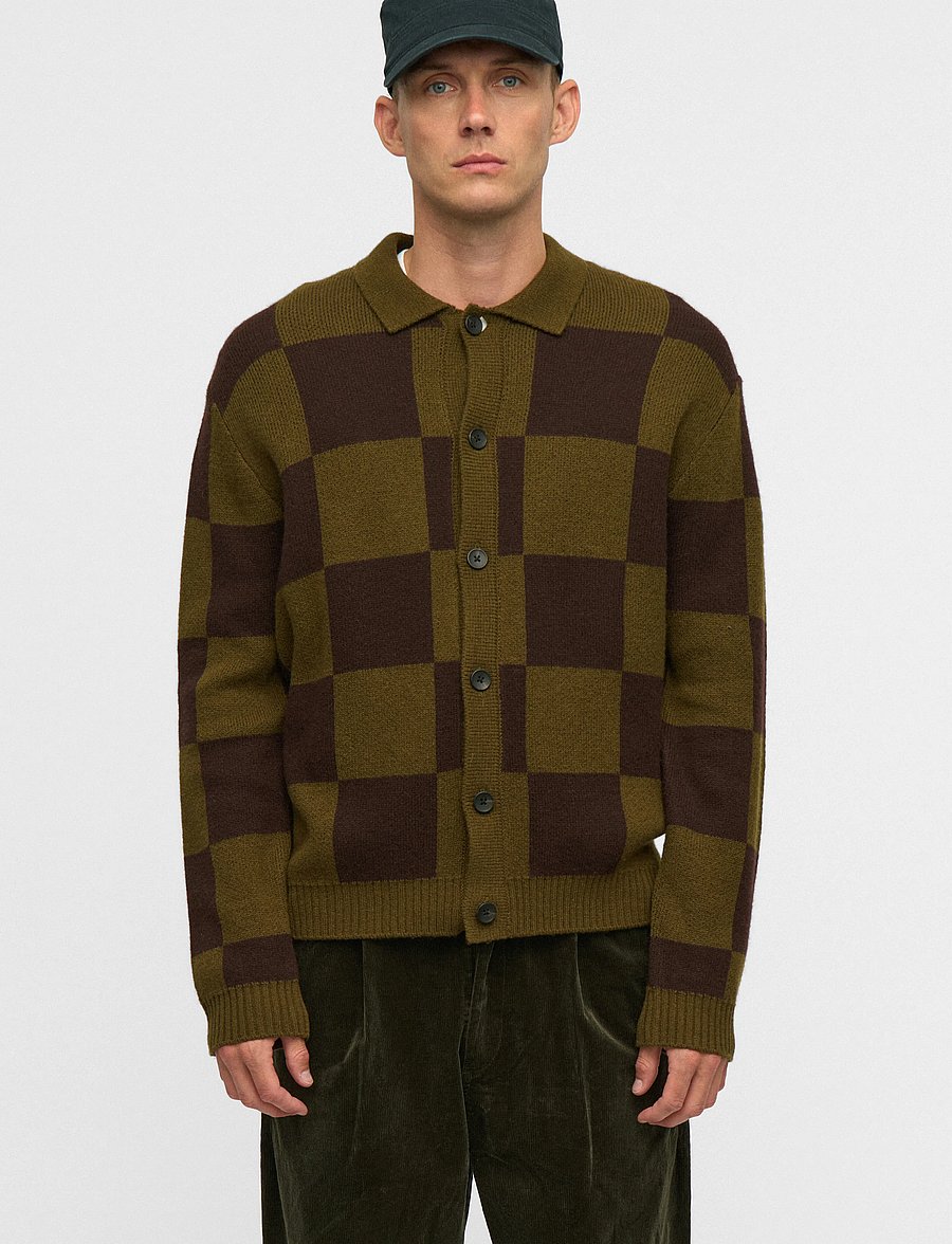 Anerkjendt - AKSINUS CHECK MERINO KNIT - kardiganid - forest night - 0