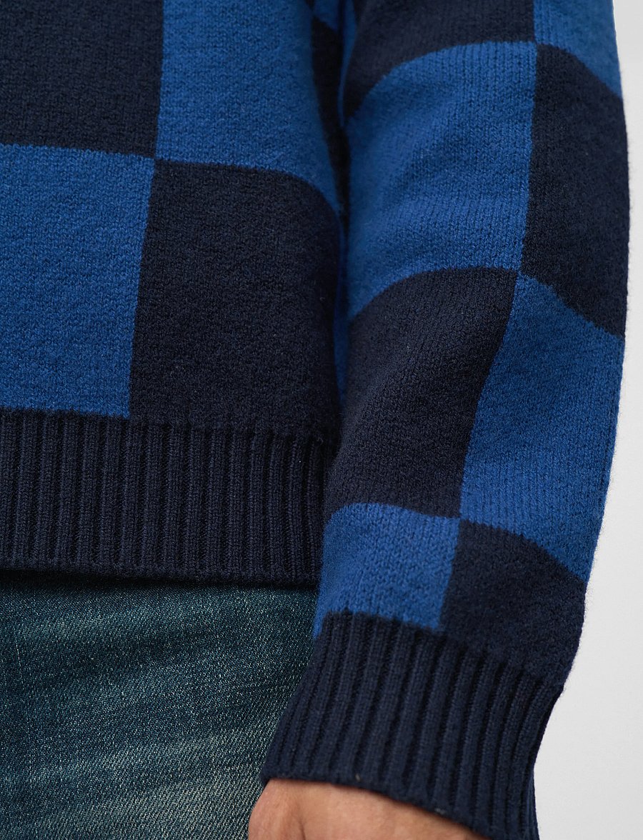 Anerkjendt - AKSINUS CHECK MERINO KNIT - sky captain - 3