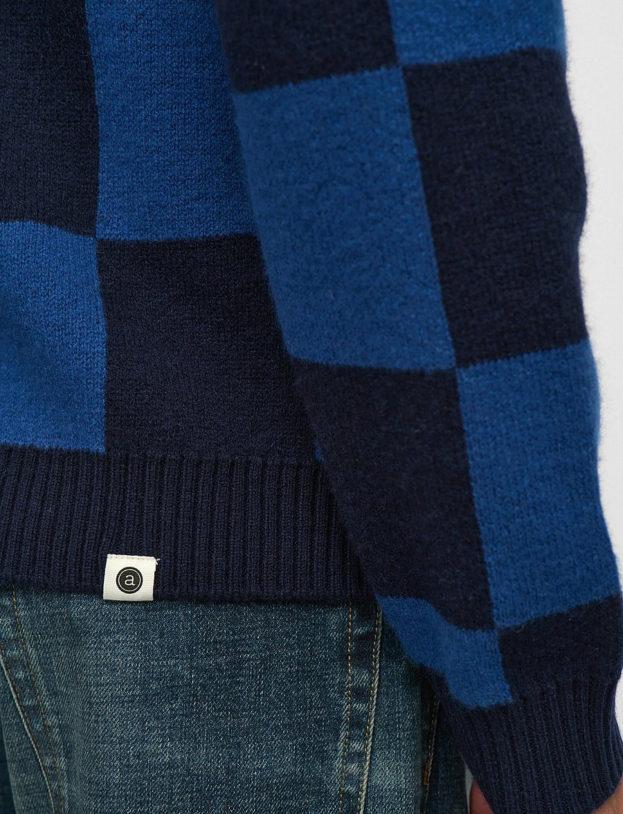 Anerkjendt - AKSINUS CHECK MERINO KNIT - sky captain - 5