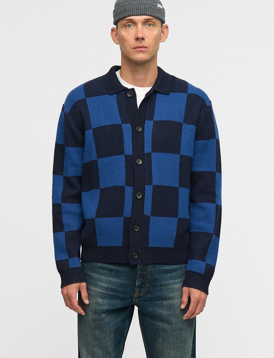 Anerkjendt - AKSINUS CHECK MERINO KNIT - sky captain - 0