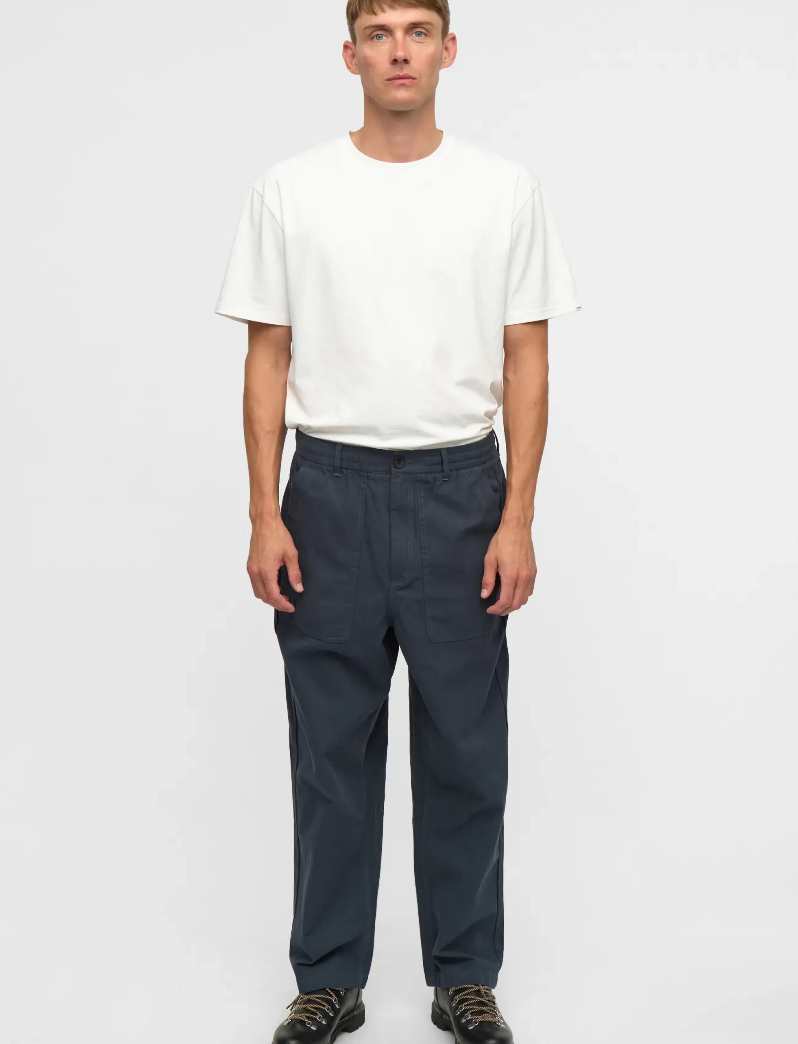 Anerkjendt AKJAKOB HERRINGBONE FATIQUE PANTS - Hosen - SKY CAPTAIN / navy