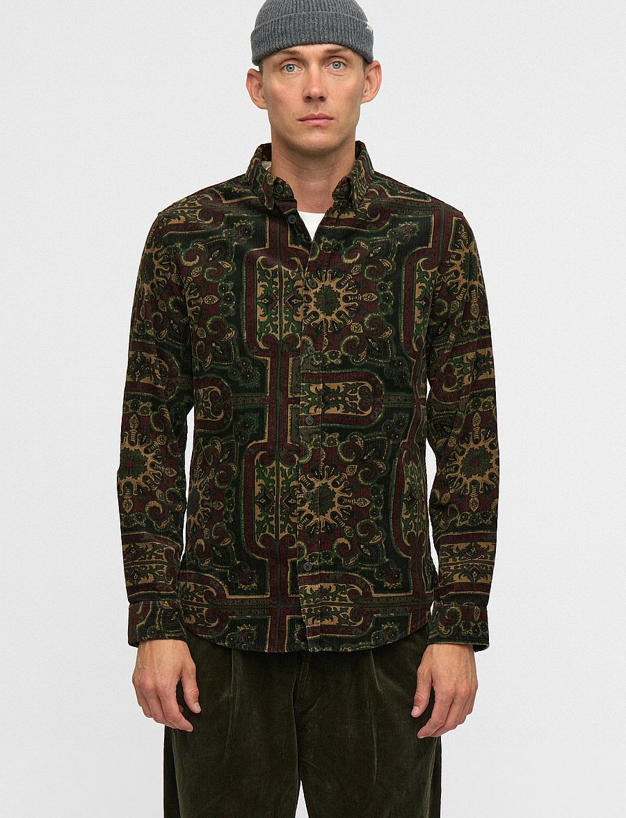 Anerkjendt - AKLEIF CORD JACQ LS SHIRT - freizeithemden - forest night - 0