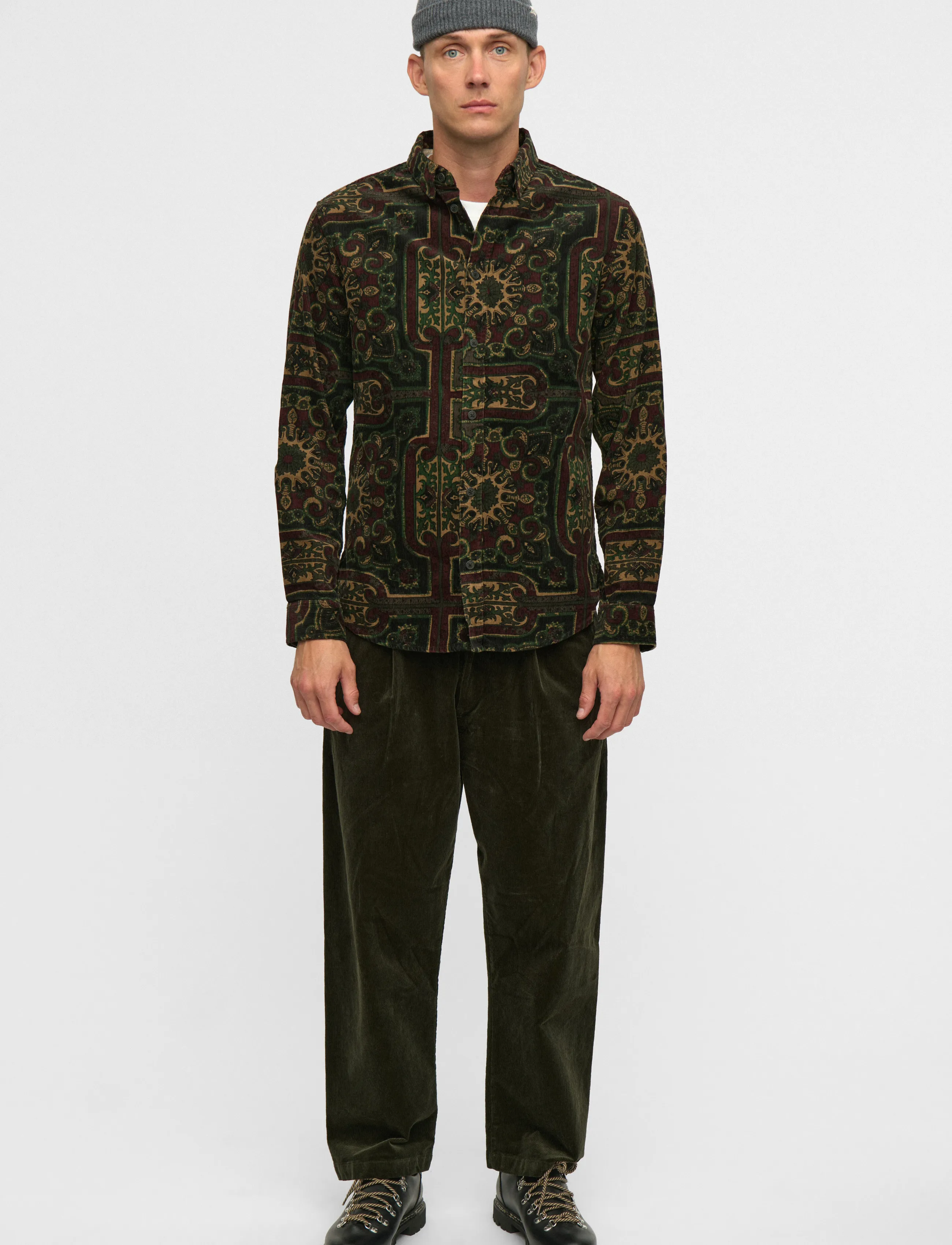 Anerkjendt - AKLEIF CORD JACQ LS SHIRT - freizeithemden - forest night - 4