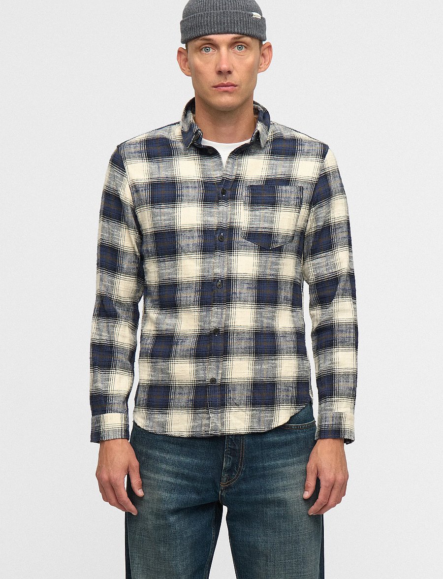 Anerkjendt - AKLEIF FLANNEL CHECK5 - flannel-skjorter - sky captain - 3