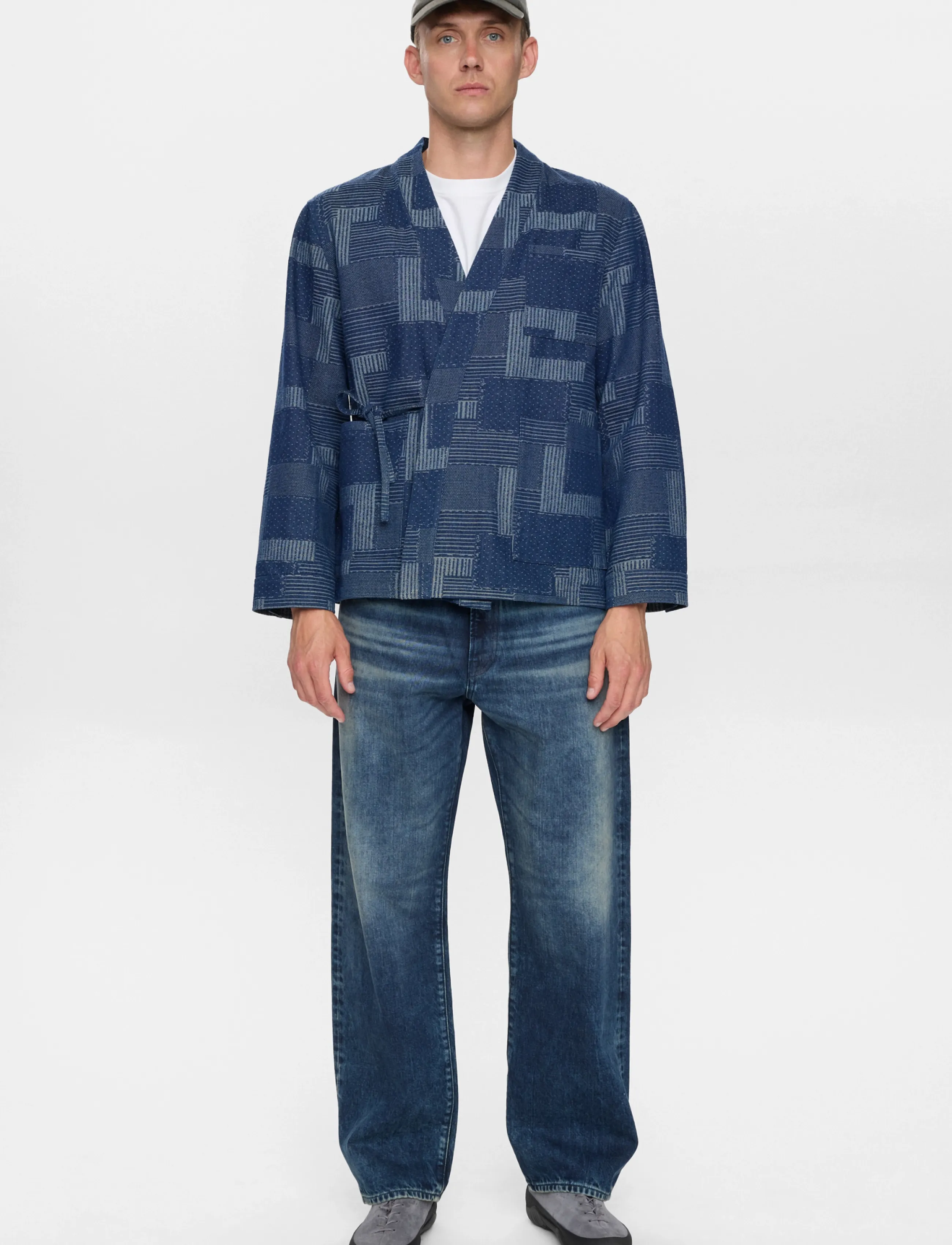 Anerkjendt Akjesper Indigo Kimono, Mænd, Kimono Jakke, Navy, Str: XXL