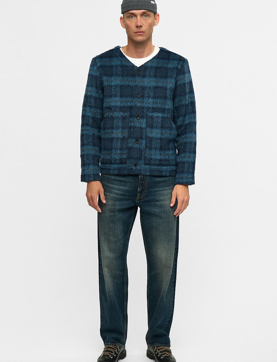 Anerkjendt - AKDAN HEAVY TWILL CHECK OVERSHIRT - overshirts - estate blue - 0