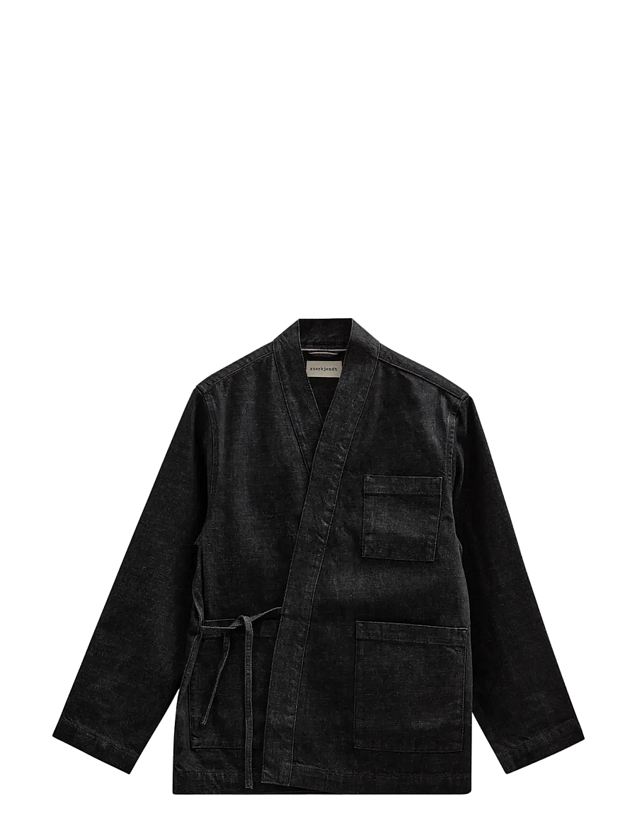 Anerkjendt - AKJESPER SELVEDGE DENIM KIMONO - ofodrade jeansjackor - black - 1
