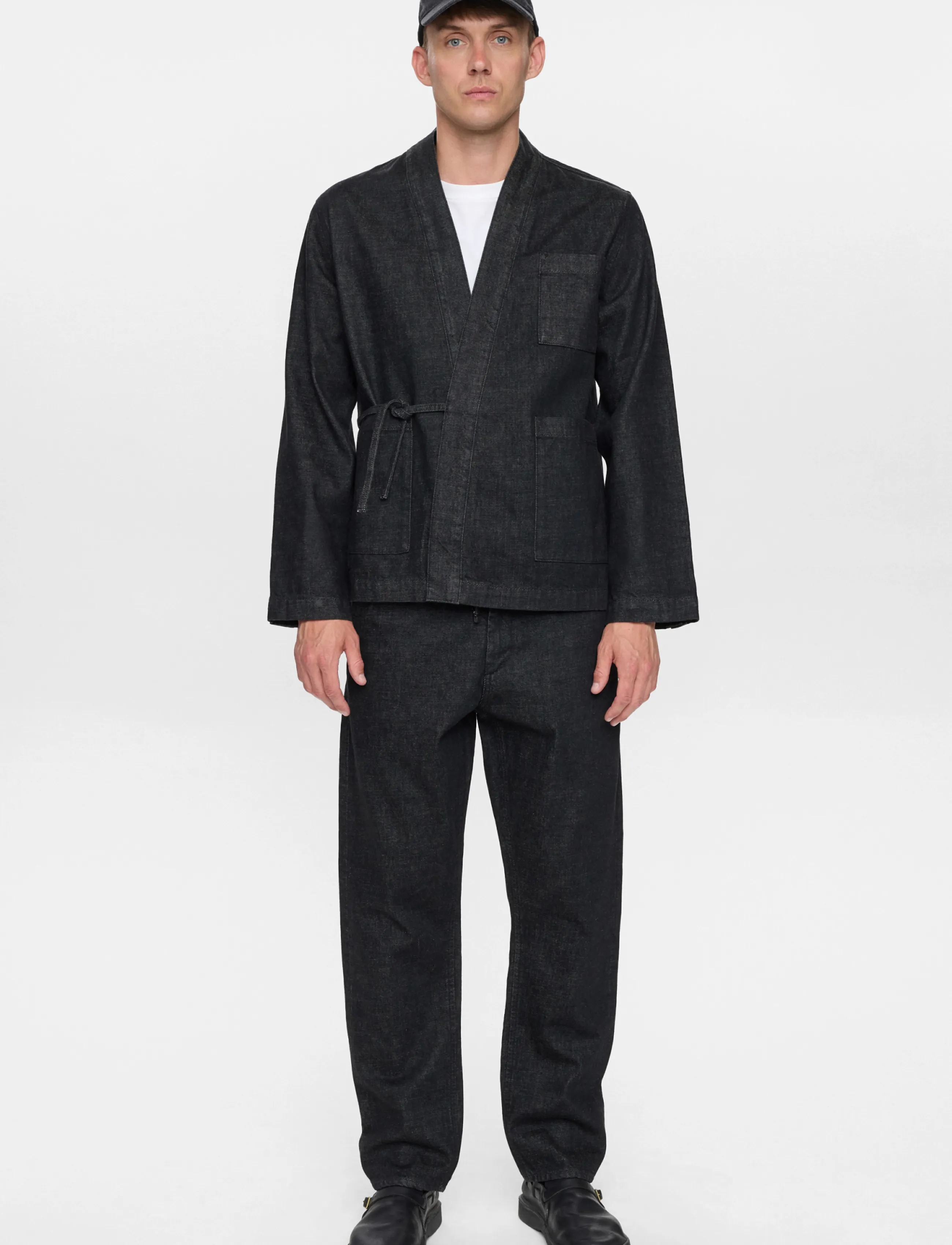 Anerkjendt Akjesper Selvedge Denim Kimono, XXL, Black, Denim > Unlined Denim Jackets, Herre