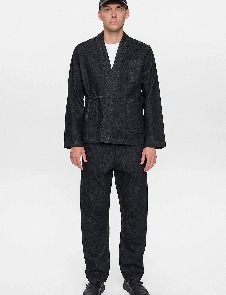 Anerkjendt - AKJESPER SELVEDGE DENIM KIMONO - ofodrade jeansjackor - black - 0