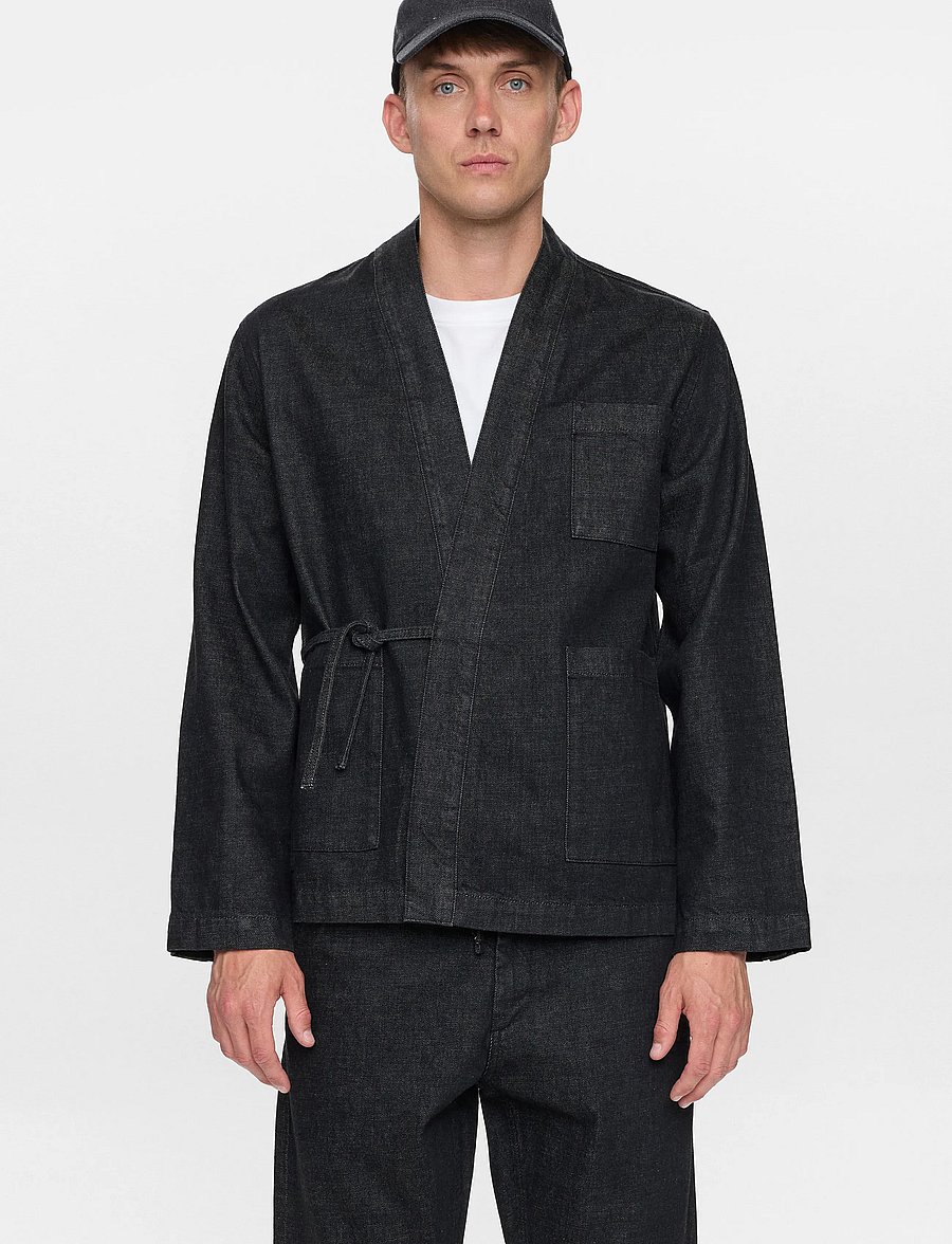 Anerkjendt - AKJESPER SELVEDGE DENIM KIMONO - ofodrade jeansjackor - black - 4