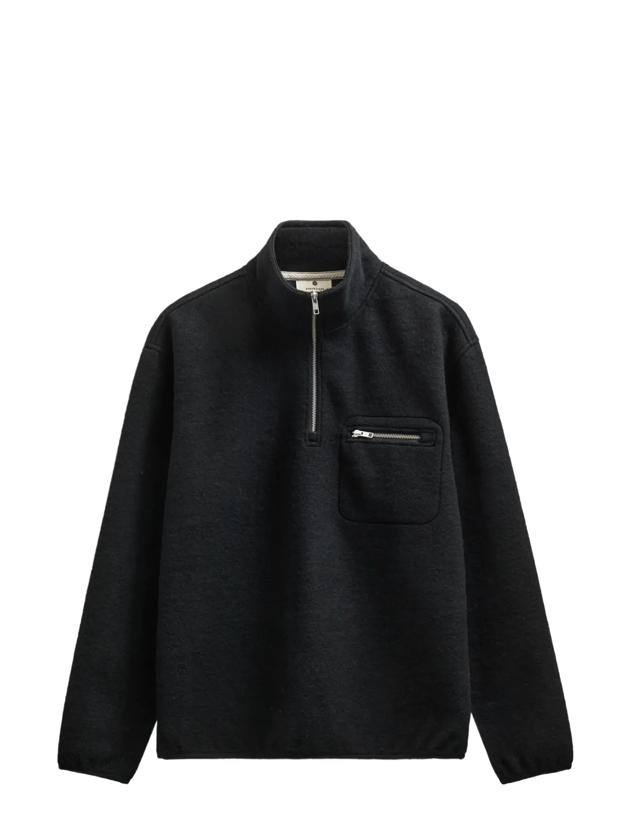 Anerkjendt - AKTONI HALF ZIP BOILED WOOL OS - pullover mit halbem reißverschluss - caviar - 1