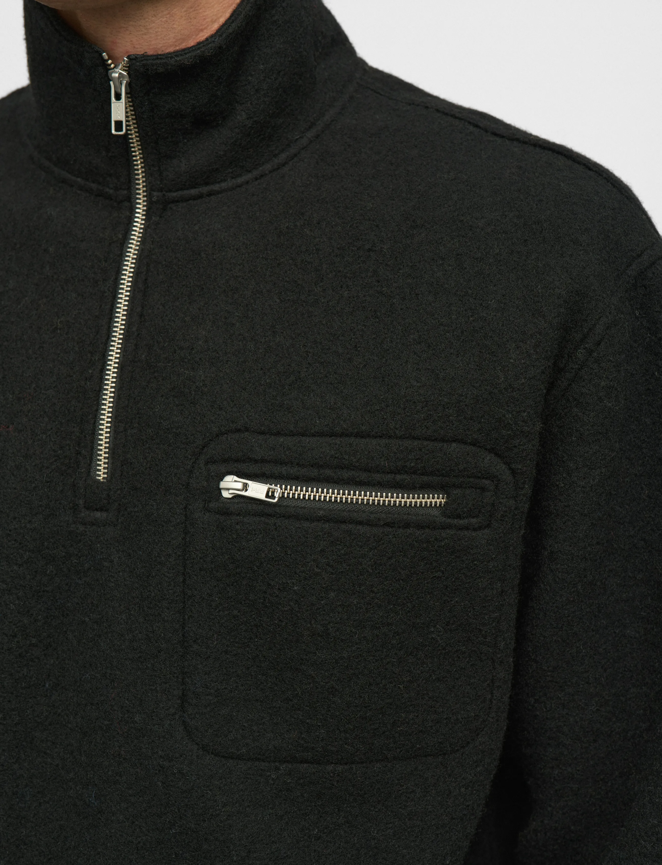 Anerkjendt - AKTONI HALF ZIP BOILED WOOL OS - pullover mit halbem reißverschluss - caviar - 5