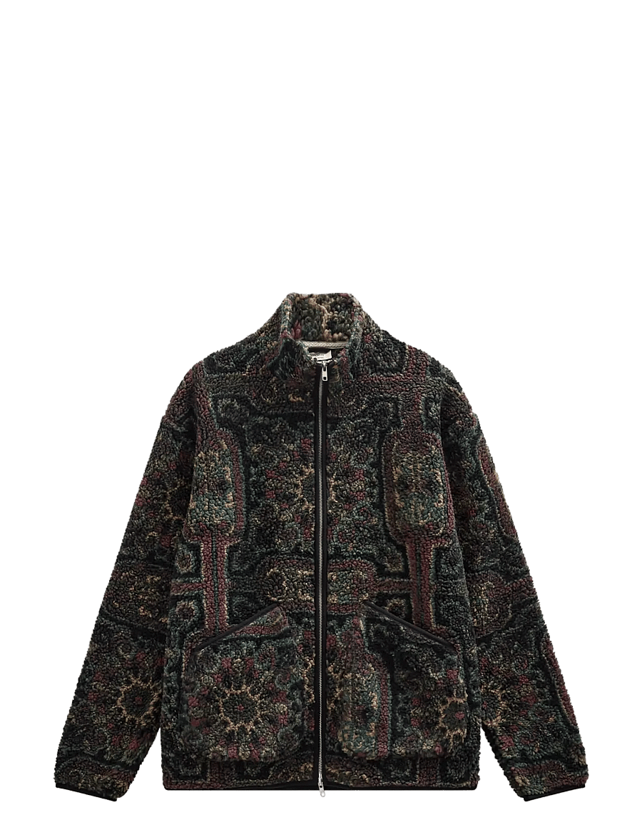 Anerkjendt - AKTONI JACQ TEDDY CARDIGAN - fleecetrøjer - forest night - 2