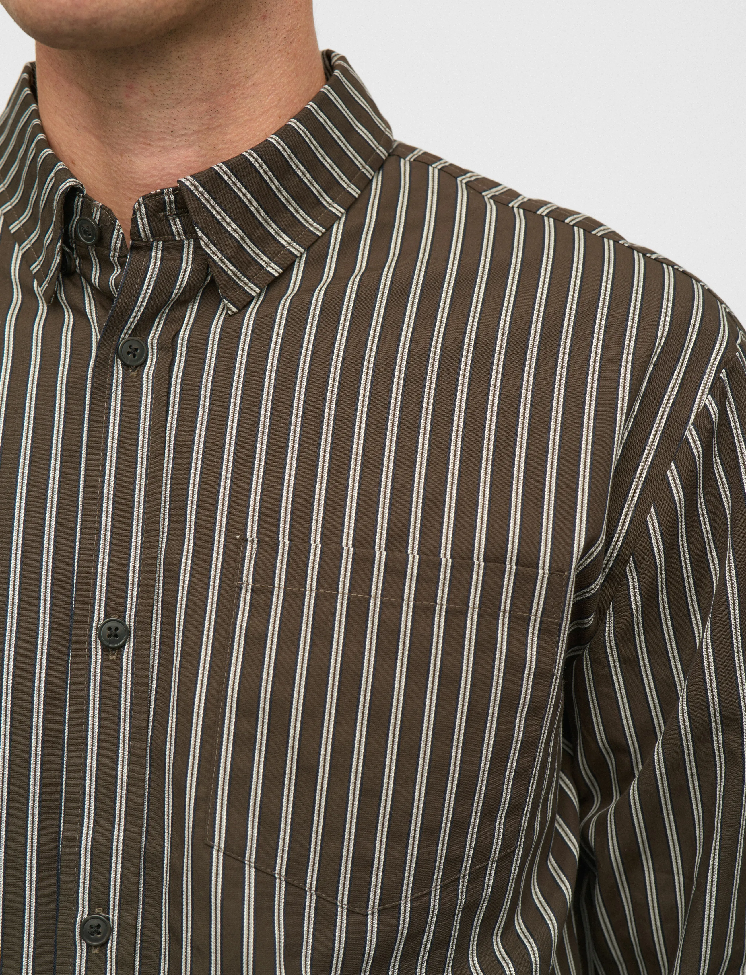 Anerkjendt Akotto Stripe Ls Shirt, XXL, Brown, Shirts > Striped Shirts, Herre