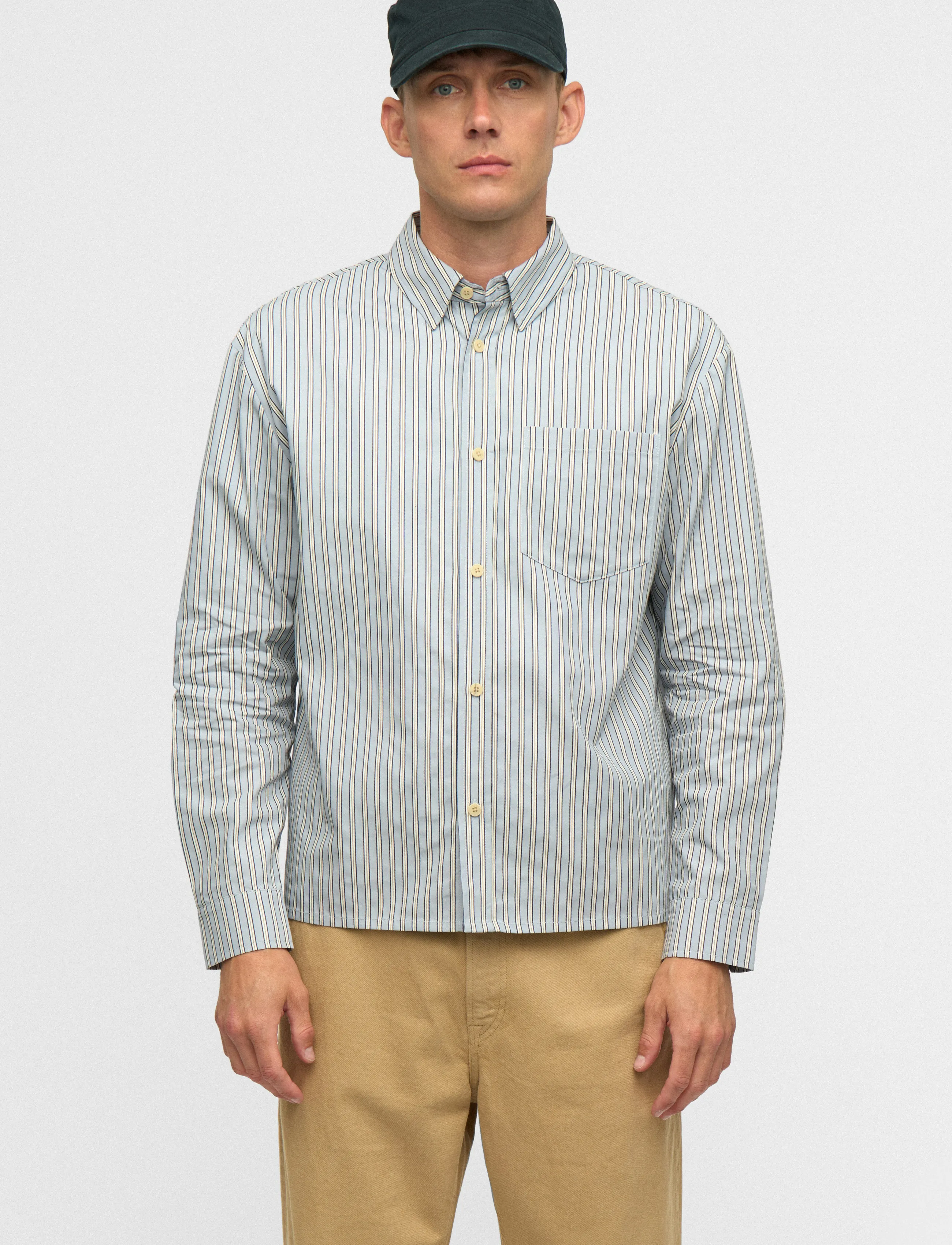 Anerkjendt AKOTTO STRIPE LS SHIRT - Striped shirts - LIGHT BLUE / blue