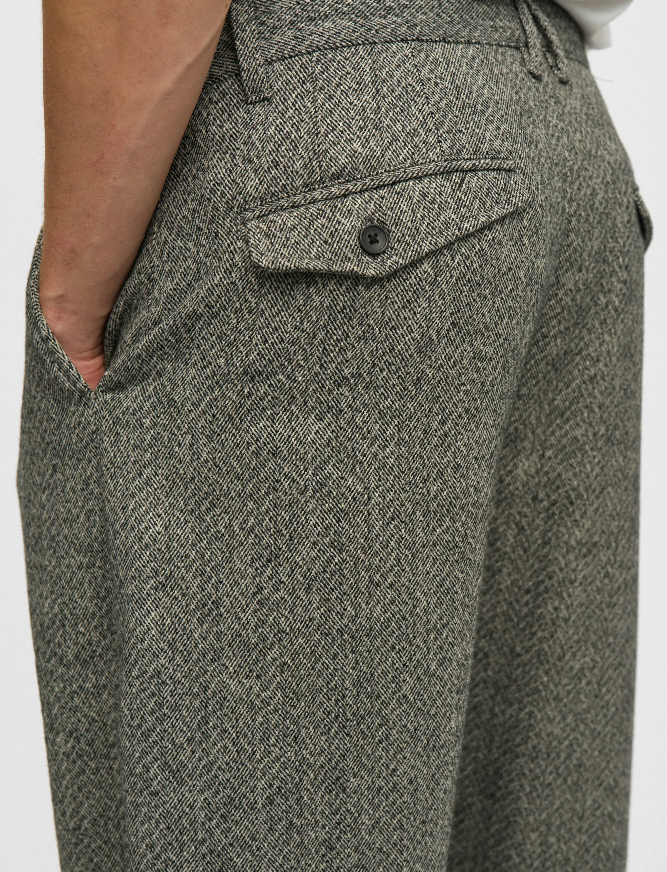 Anerkjendt AKJAKOB WOOL PANTS - Püksid - CAVIAR MELANGE / grey