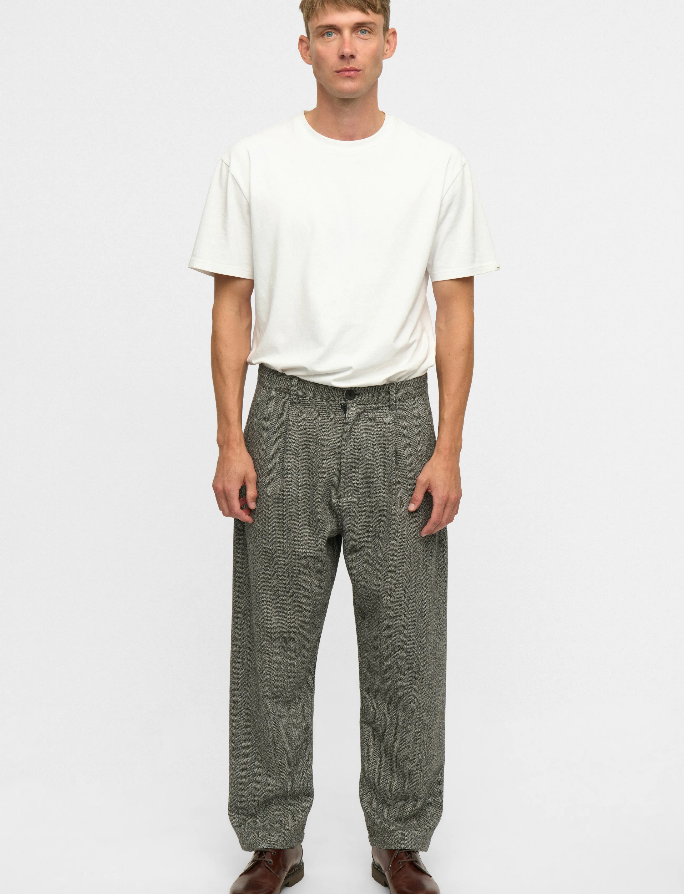 Anerkjendt AKJAKOB WOOL PANTS - Hosen - CAVIAR MELANGE / grey