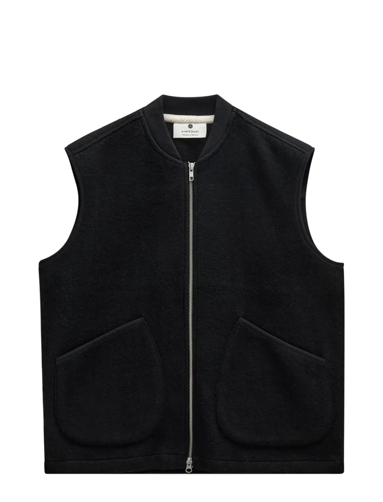 Anerkjendt - AKROBIN BOILED WOOL GILET - caviar - 1