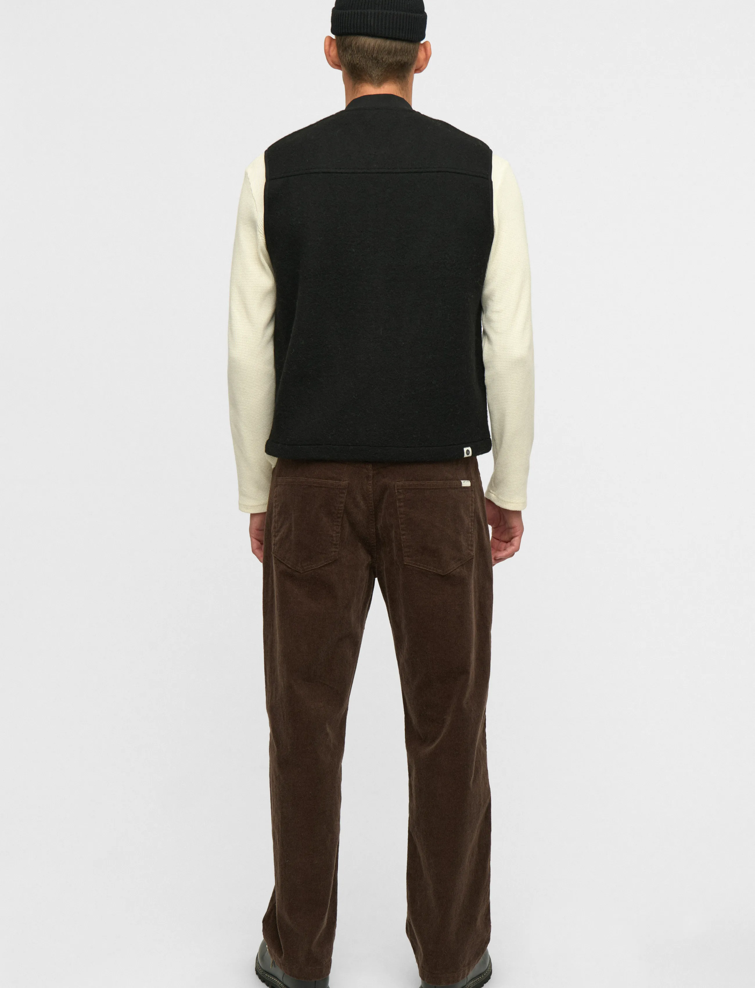 Anerkjendt - AKROBIN BOILED WOOL GILET - caviar - 3