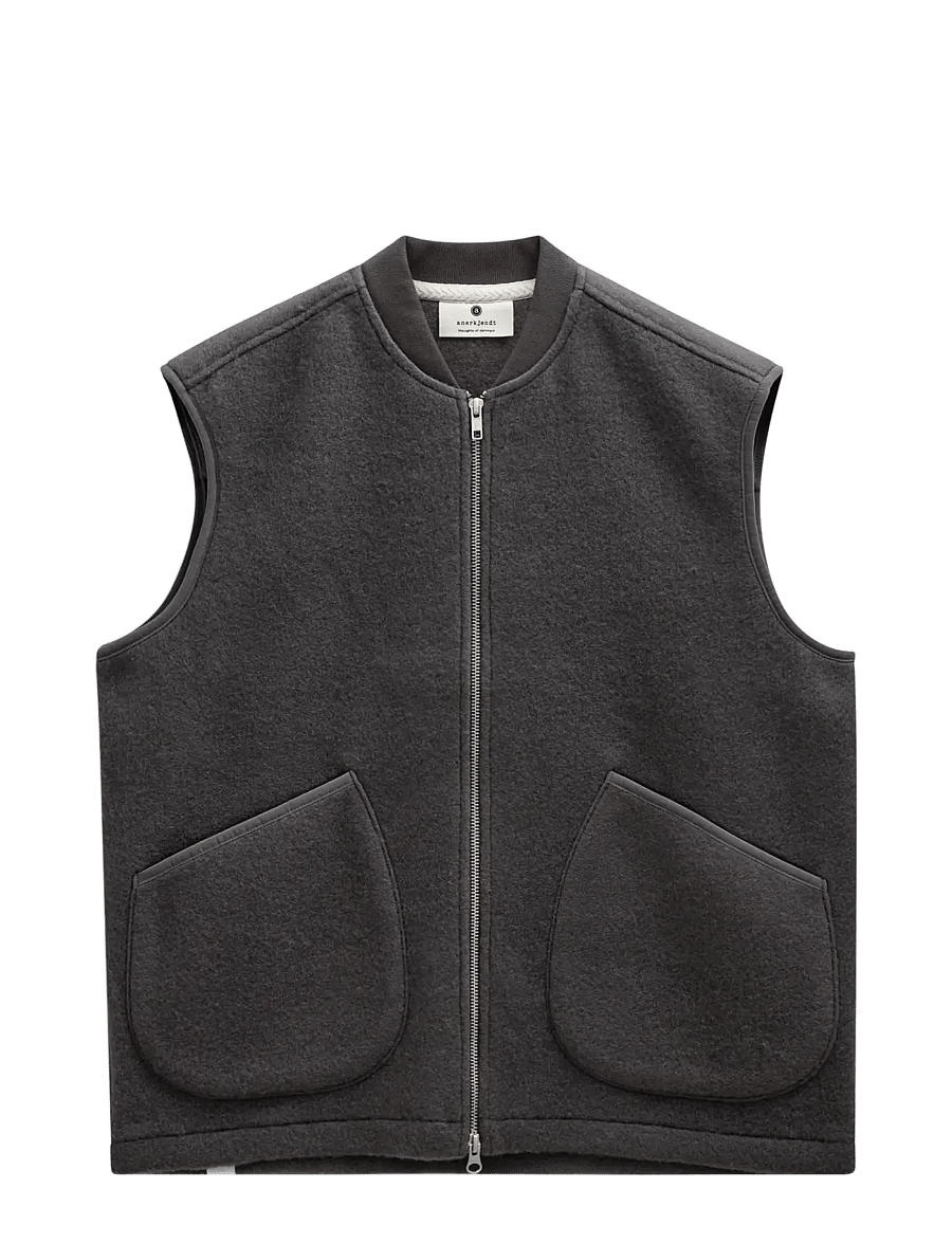 Anerkjendt - AKROBIN BOILED WOOL GILET - vestid - magnet - 0