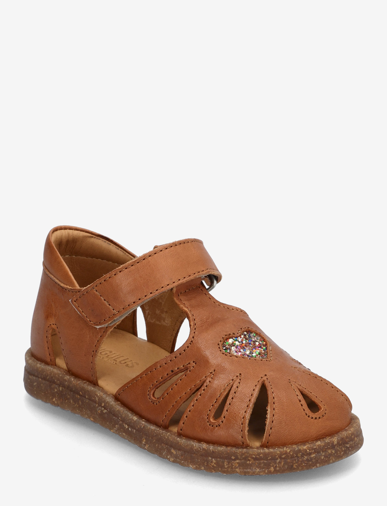ANGULUS - Sandals - flat  - closed toe - fødselsdagsgaver - 1545/2488 cognac/multi glitter - 0