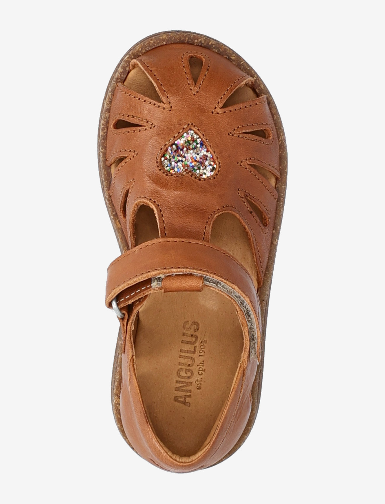ANGULUS - Sandals - flat  - closed toe - fødselsdagsgaver - 1545/2488 cognac/multi glitter - 3