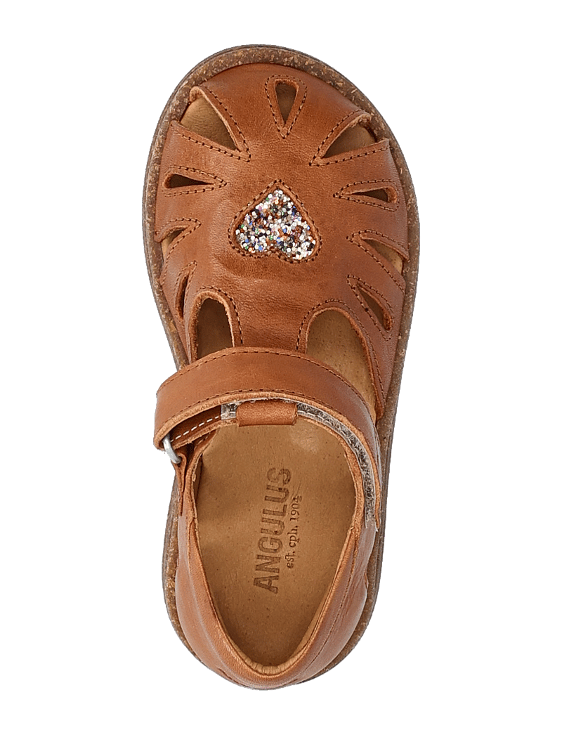 ANGULUS - Sandals - flat - closed toe - sko - 1545/2488 cognac/multi glitter - 3