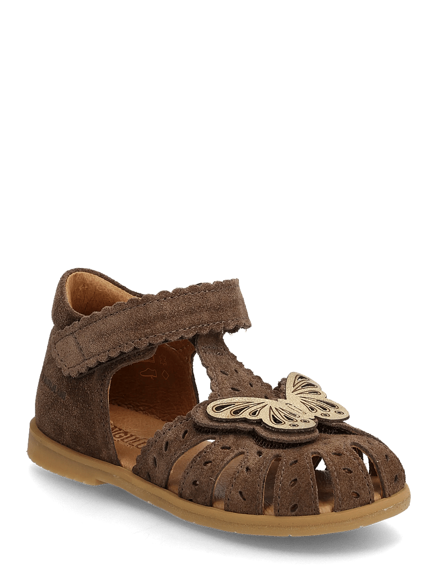 ANGULUS - Sandals - flat - closed toe - sko - 1780/3643 dark taupe/gold shin - 0