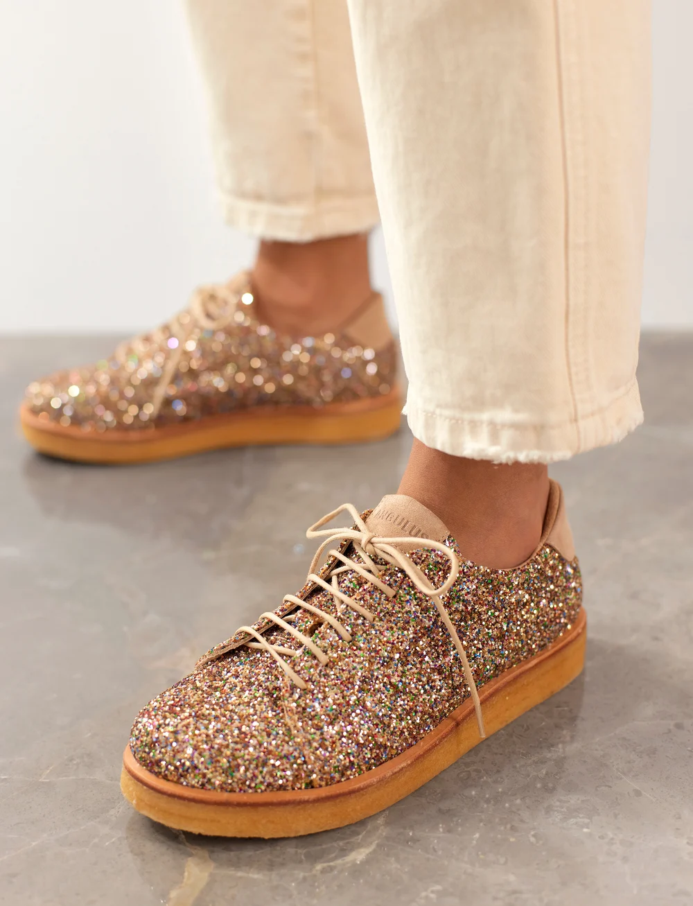 ANGULUS - Shoes - flat - with lace - mode trends - 2488/1149 multi glitter/sand - 0