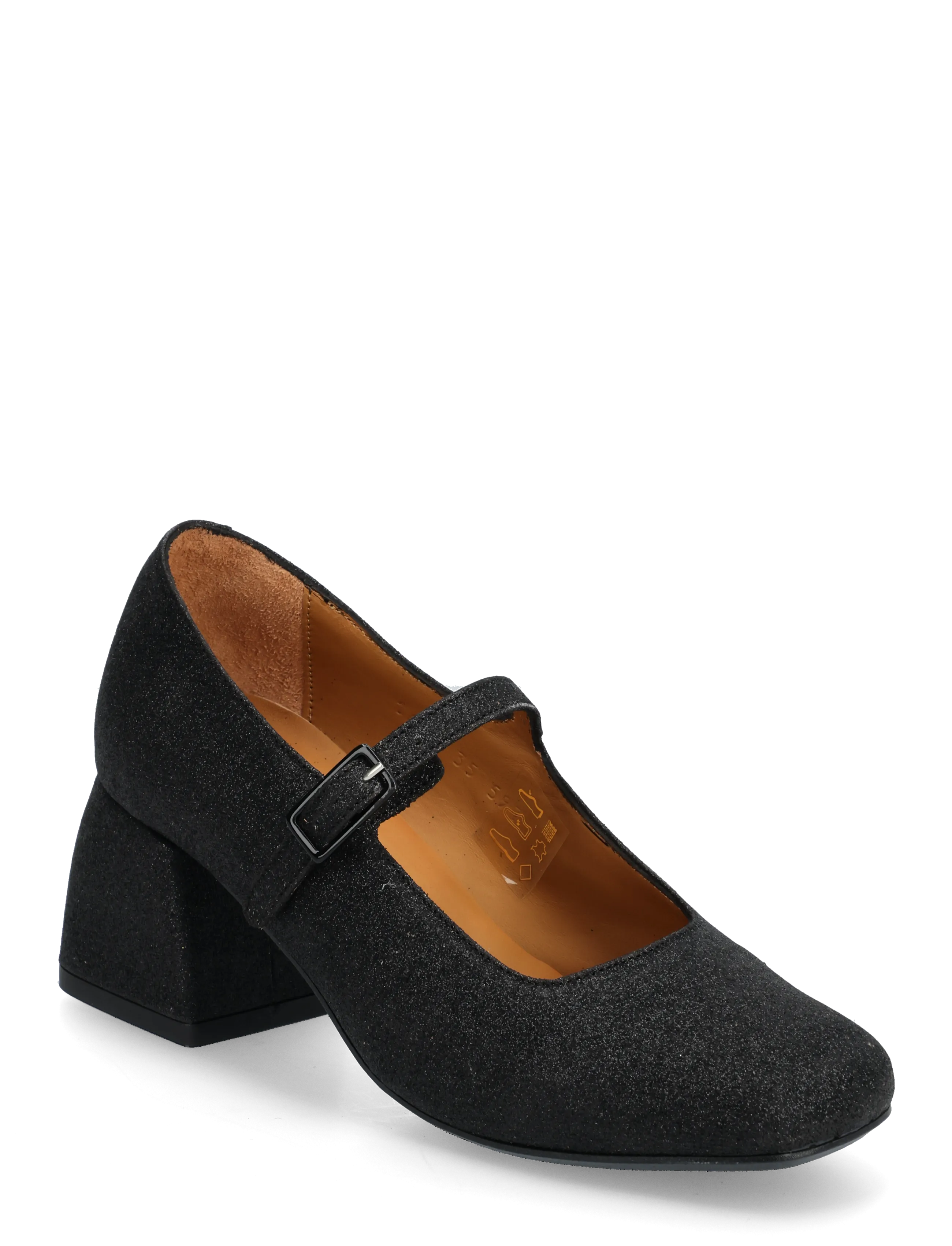 ANGULUS Shoes - heel - with buckle - Mary Jane-sko - 3605 BLACK FINE GLITTER / black