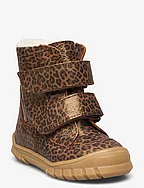 Boots - flat - with velcro - 2162 BROWN LEOPARD