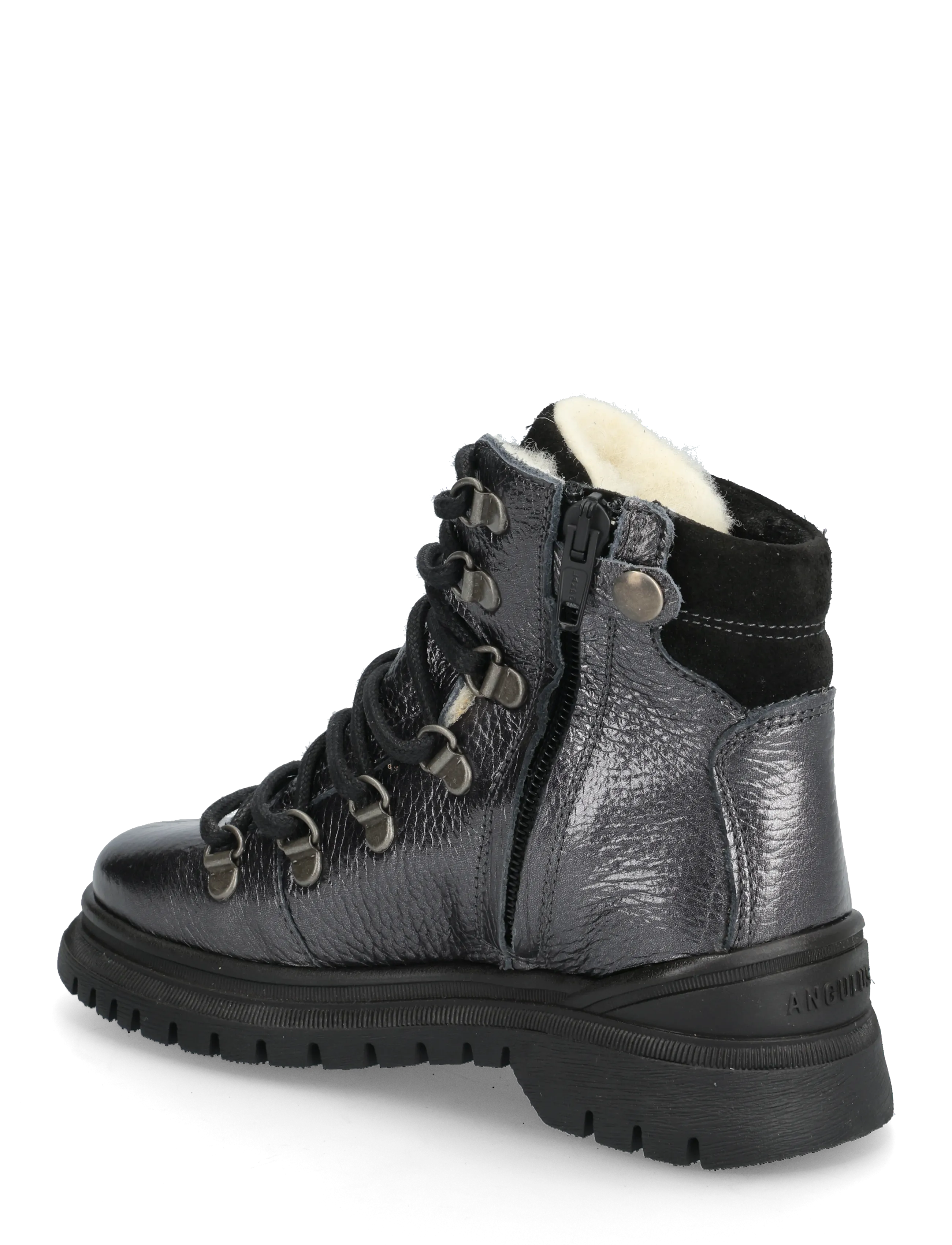 ANGULUS - Boots - flat - with lace and zip - efterårssko - 4029/1163 black shine/black - 2