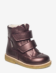 Boots - flat - with velcro - 1536 BORDEAUX SHINE