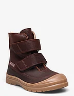 Boots - flat - with velcro - 2101 COGNAC