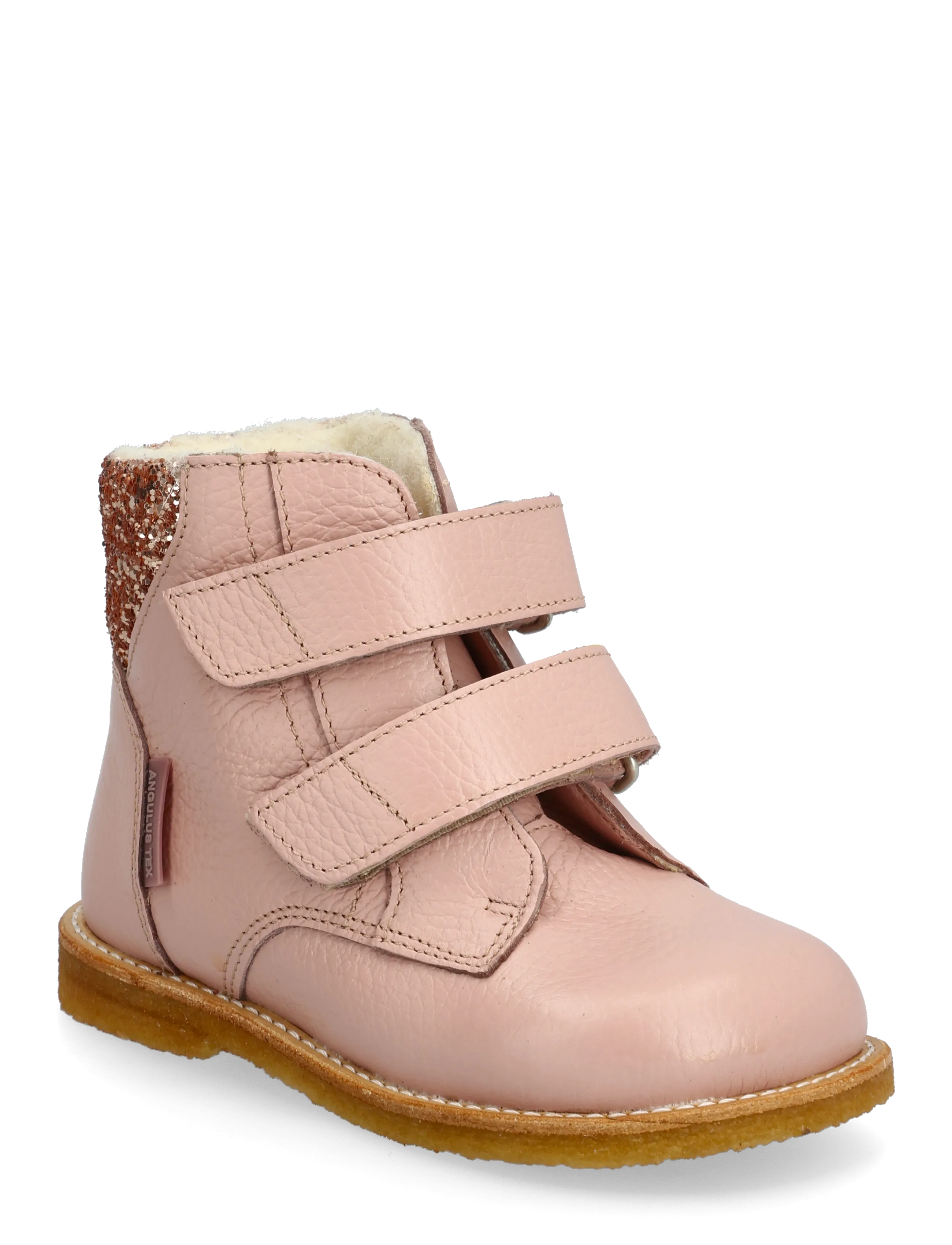 Boots - flat - with velcro - 3241/1708 ROSEBUD/MAPLE GLITTE