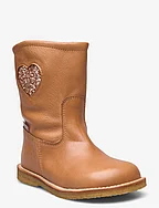 Boots - flat - with zipper - 1732/1708 ALMOND/MAPLE GLITTER