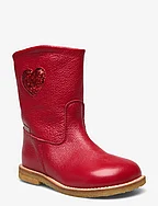Boots - flat - with zipper - 2568/1711 RED/RED GLITTER