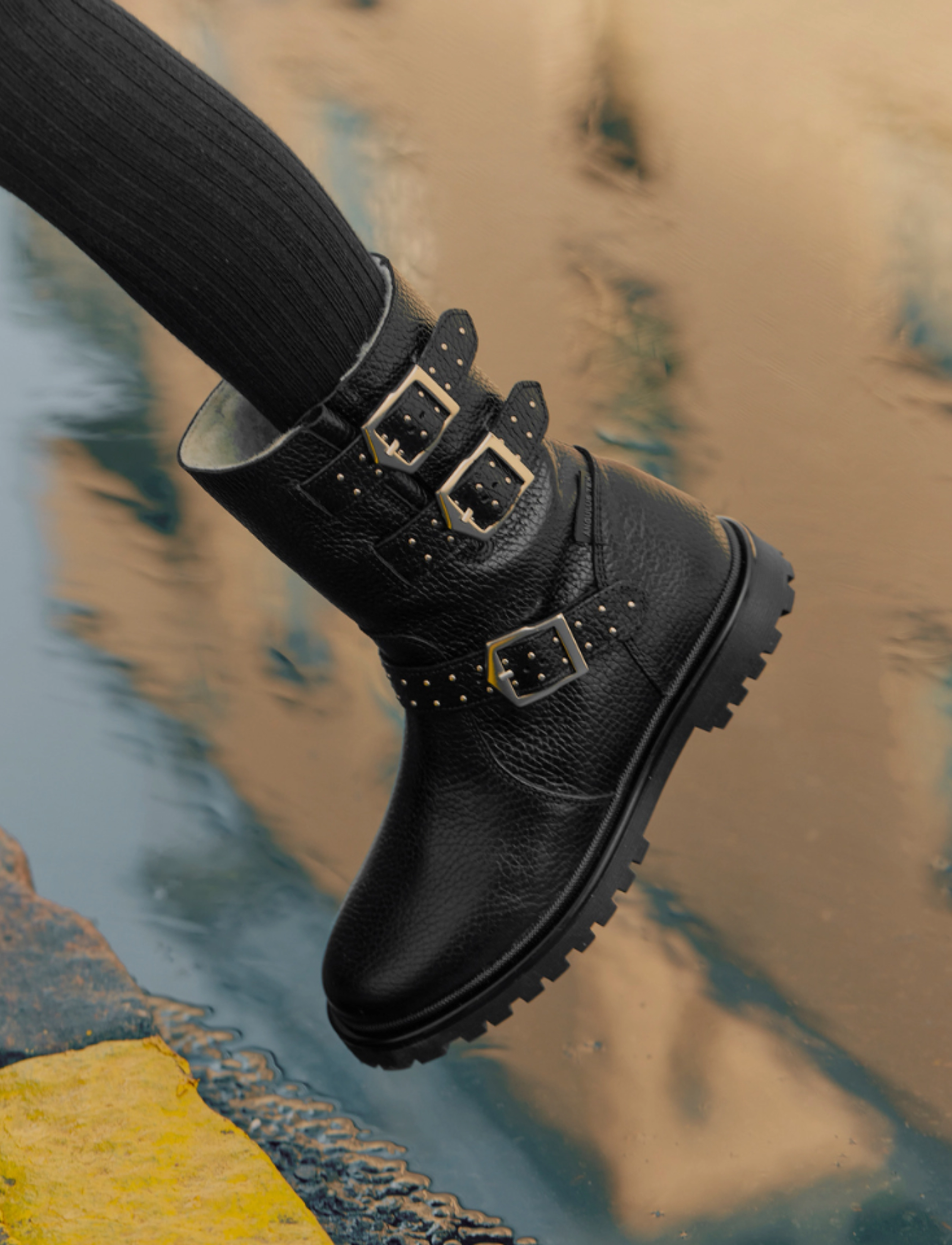 ANGULUS Boots Flat With Zipper, Børn, Biker Støvler, Sort, Str: 30