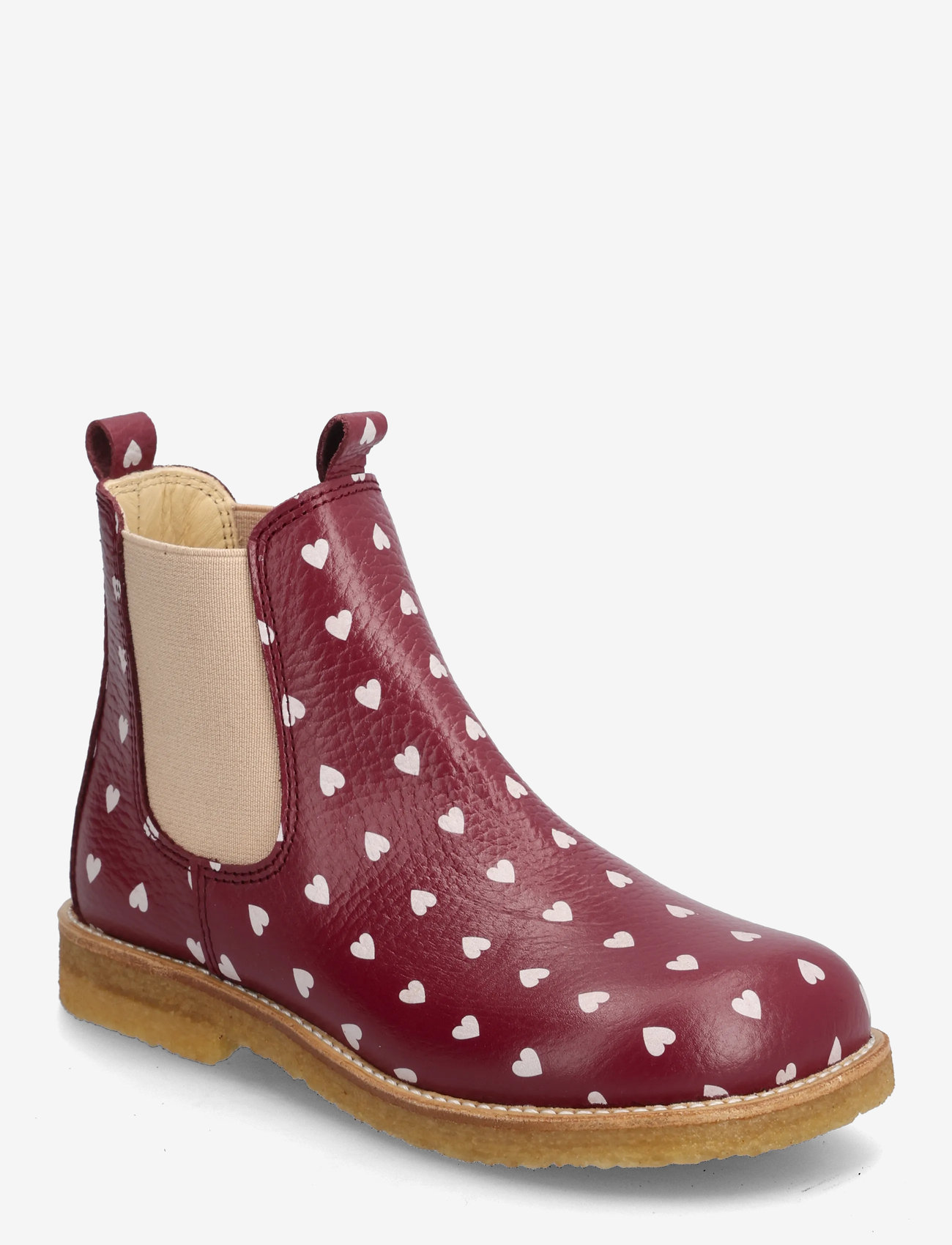 ANGULUS - Booties - flat - with elastic - efterårssko - 3951/077 berry hearts/rose ela - 0