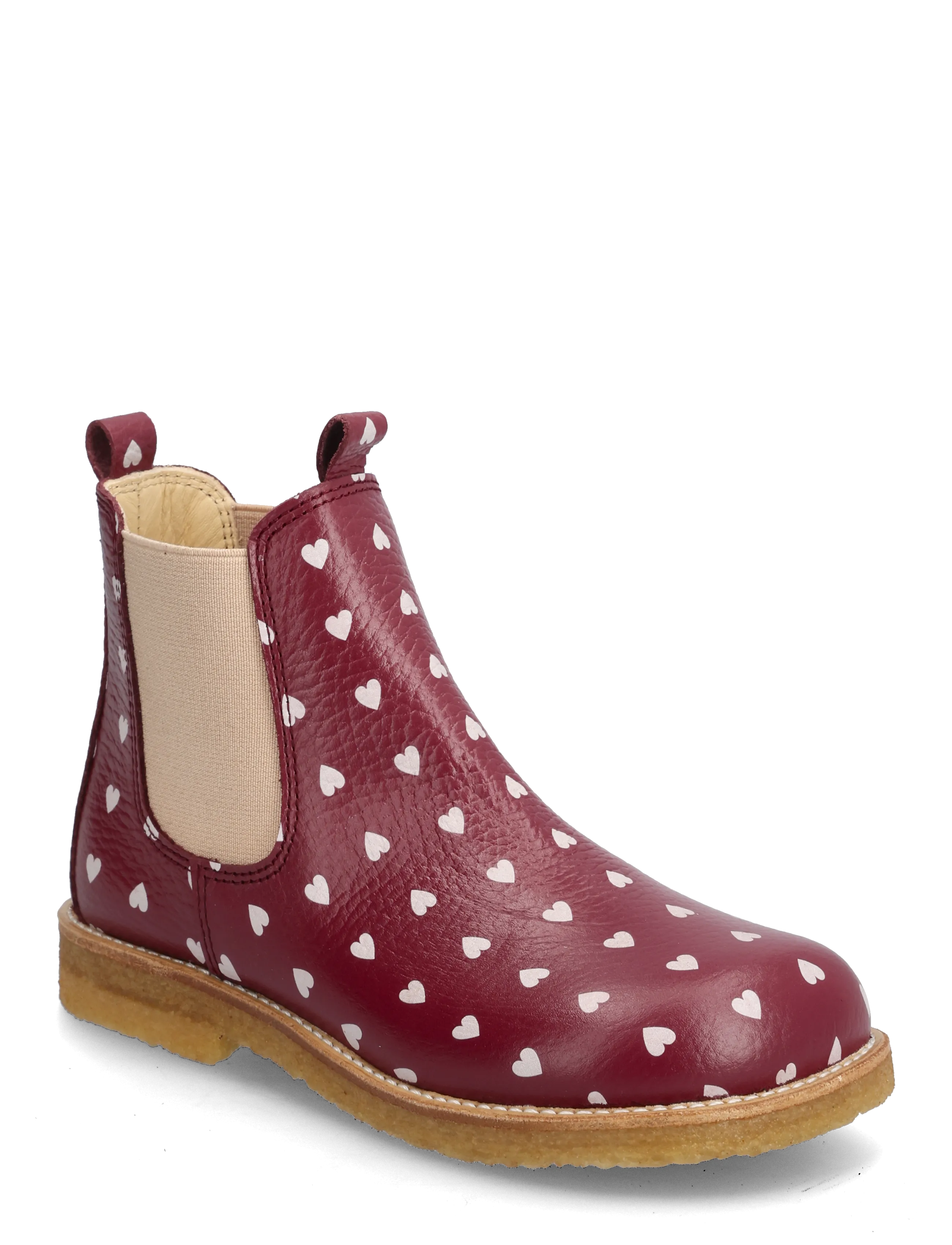 ANGULUS Booties - flat - with elastic - Kids 2-8 years - 3951/077 BERRY HEARTS/ROSE ELA / burgundy