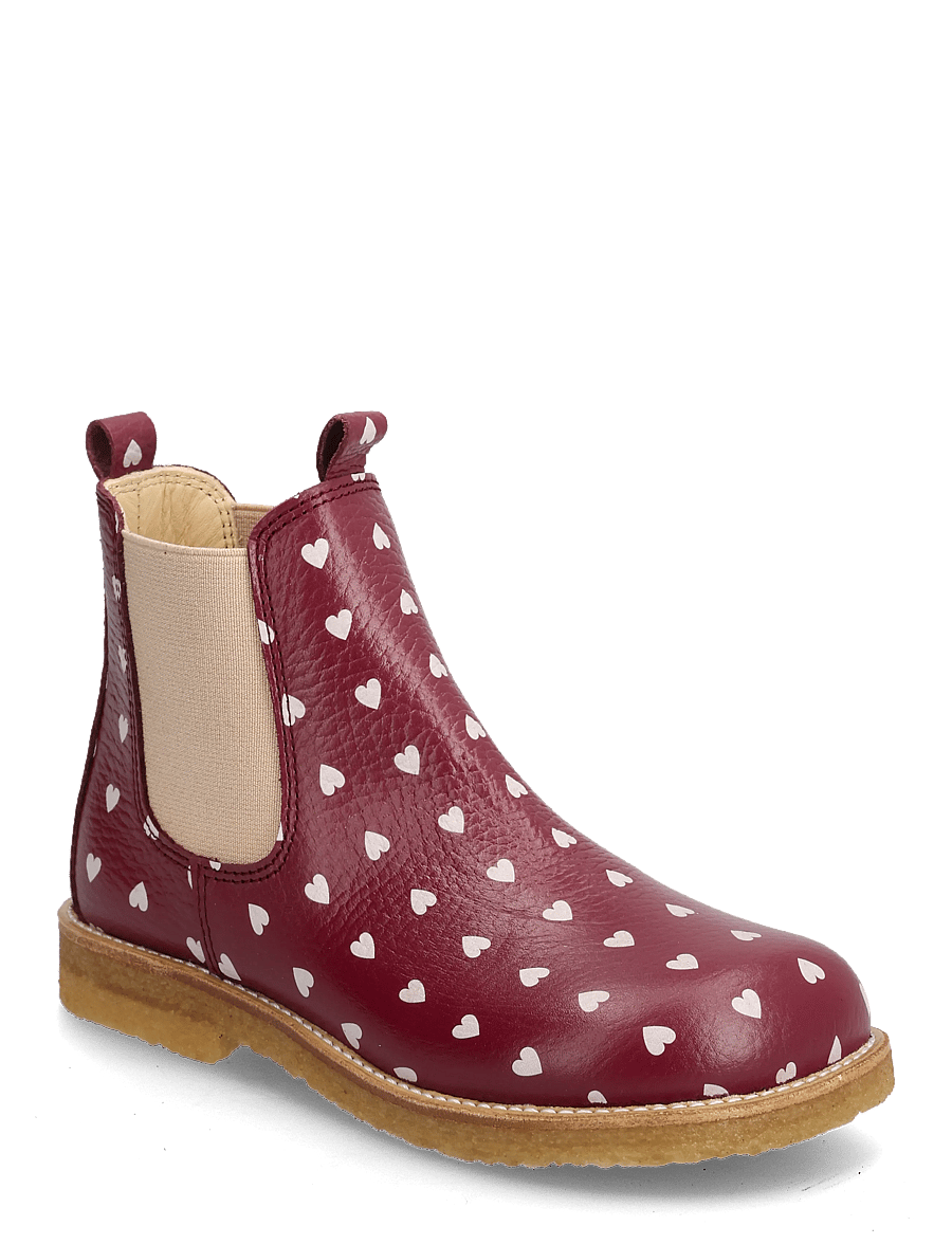 ANGULUS - Booties - flat - with elastic - saapad - 3951/077 berry hearts/rose ela - 1