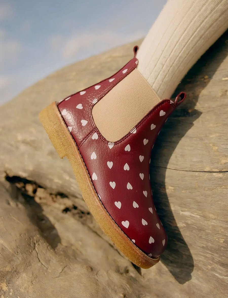 ANGULUS - Booties - flat - with elastic - saapad - 3951/077 berry hearts/rose ela - 0