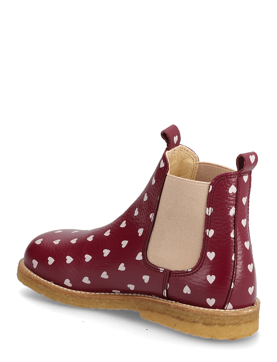 ANGULUS - Booties - flat - with elastic - sko - 3951/077 berry hearts/rose ela - 3